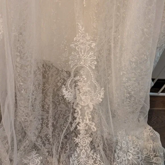 Melissa Sweet Ivory Embroidered Mock Neck Wedding Dress, Size 18W